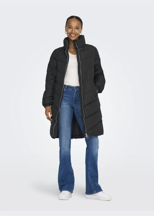 JDY Black Padded Midi Jacket - 8 Image 1