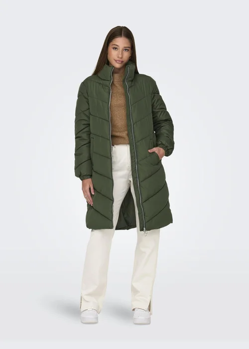 JDY Forest Green Padded Midi Coat - 8 Image 1