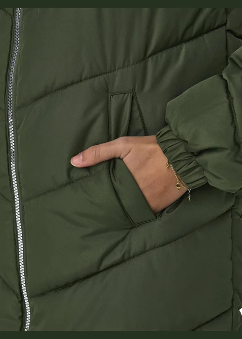 JDY Forest Green Padded Midi Coat - 8 Image 4