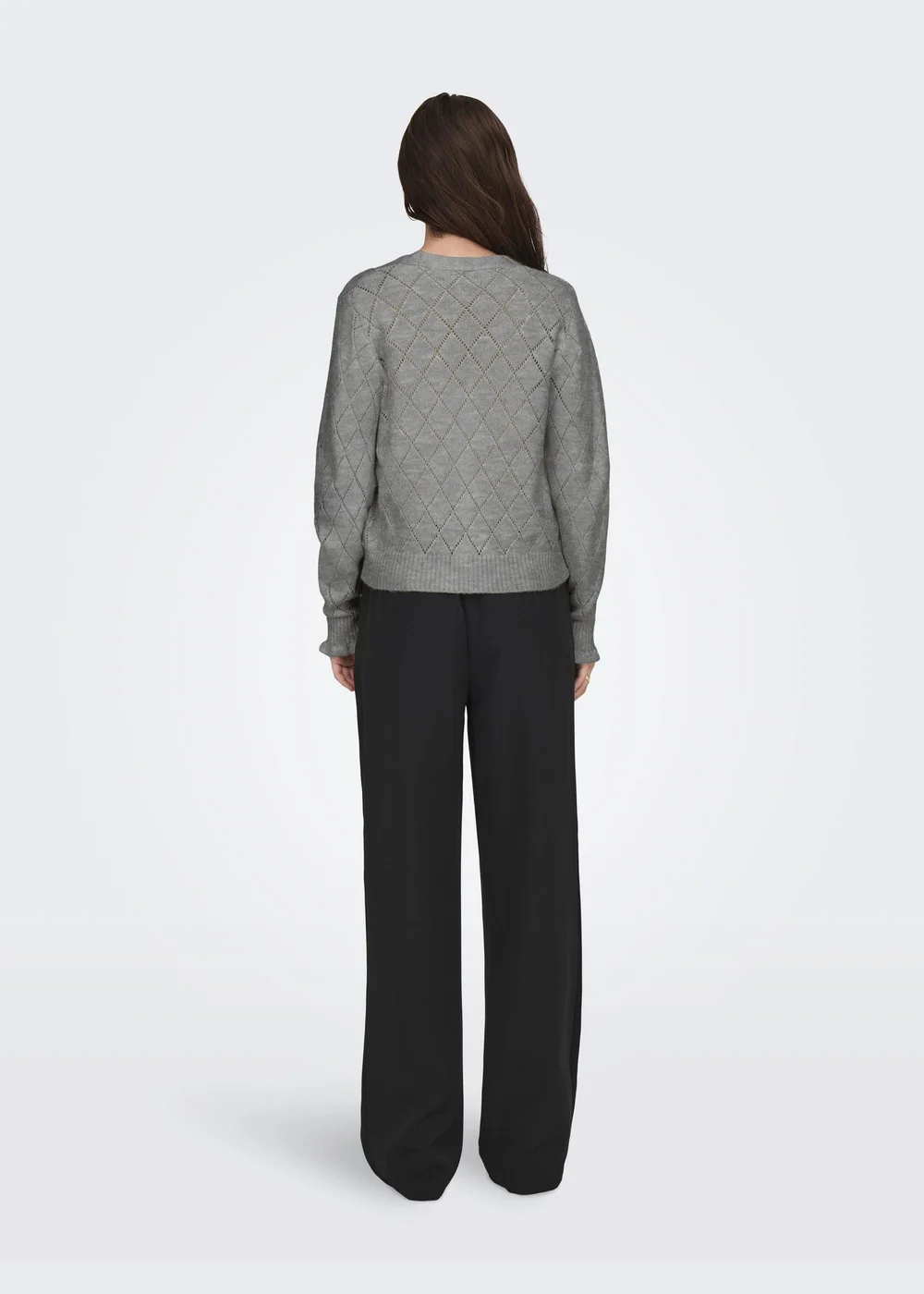 JDY Grey Knitted Frill V-Neck Cardigan - 8 Image 2