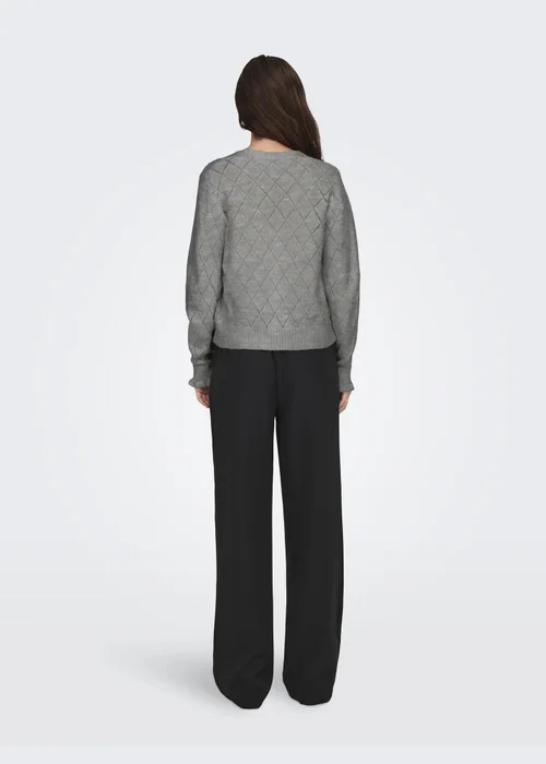 JDY Grey Knitted Frill V-Neck Cardigan - 8 Image 2