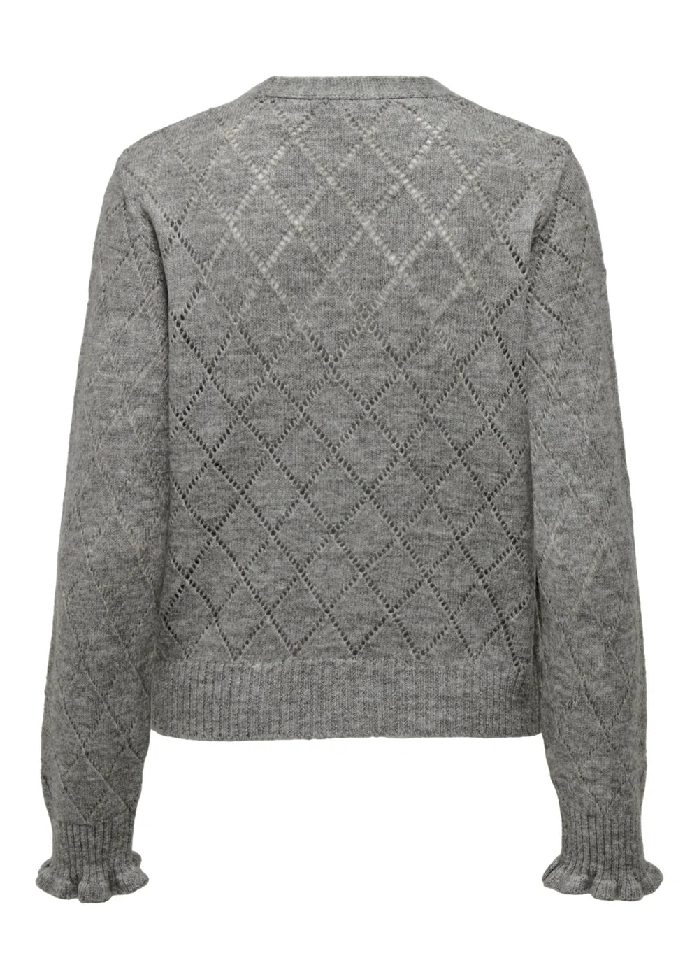 JDY Grey Knitted Frill V-Neck Cardigan - 8 Image 4