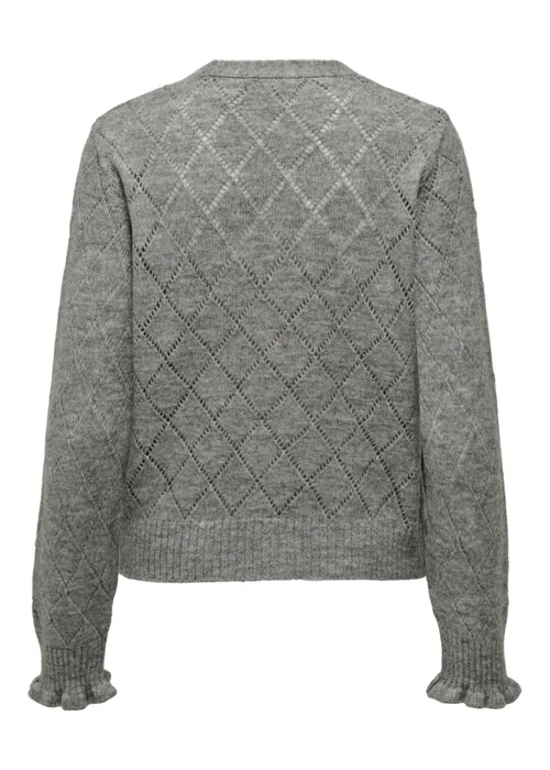 JDY Grey Knitted Frill V-Neck Cardigan - 8 Image 4