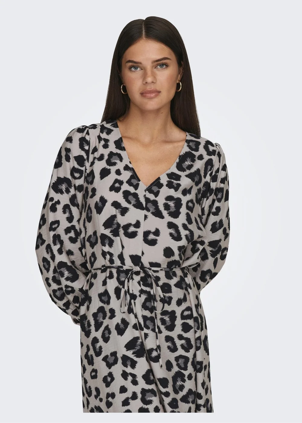 JDY Beige Animal Print Wrap Midi Dress - Size 8 Image 4