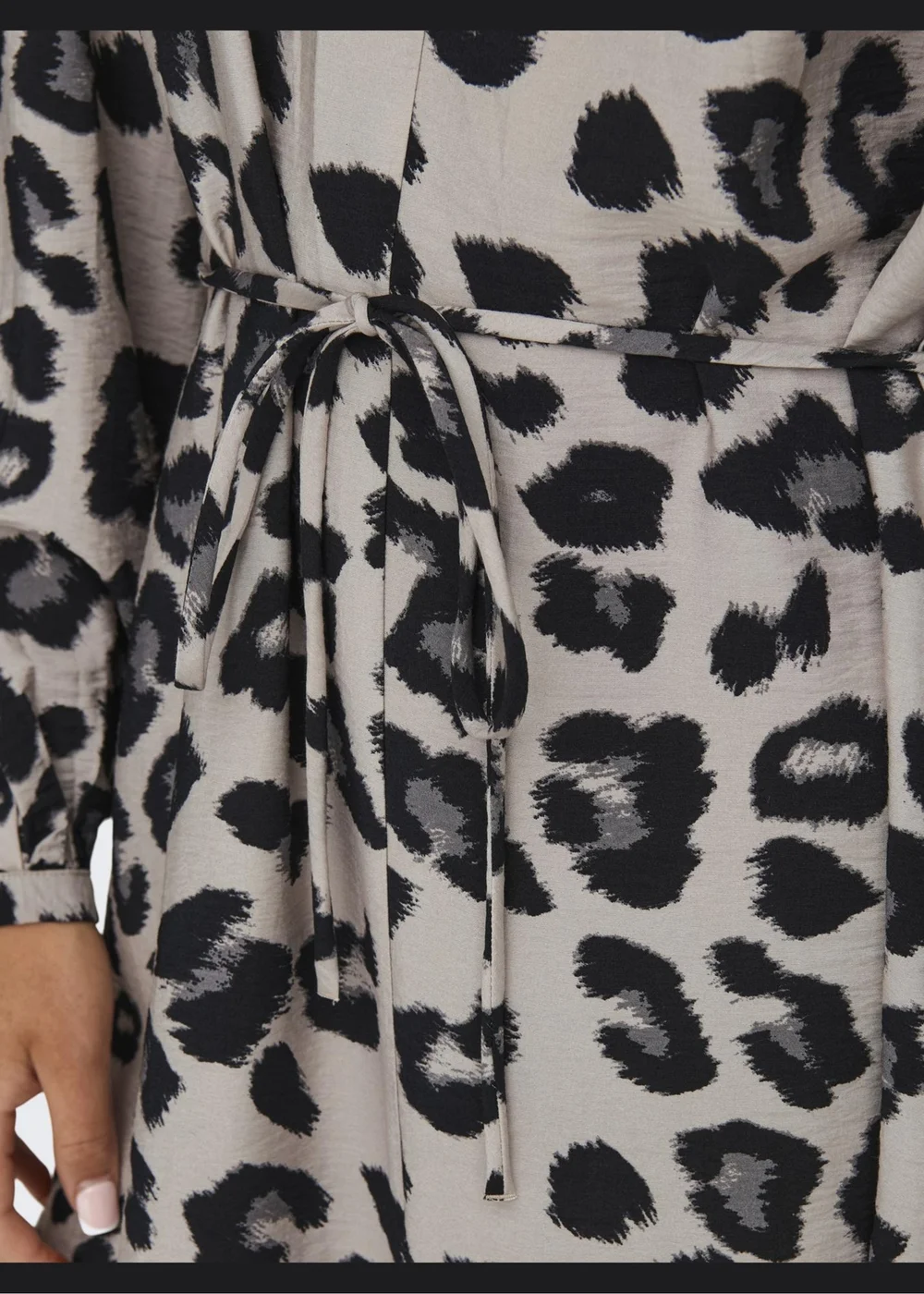 JDY Beige Animal Print Wrap Midi Dress - Size 8 Image 5