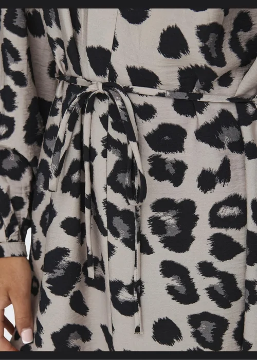 JDY Beige Animal Print Wrap Midi Dress - Size 8 Image 5