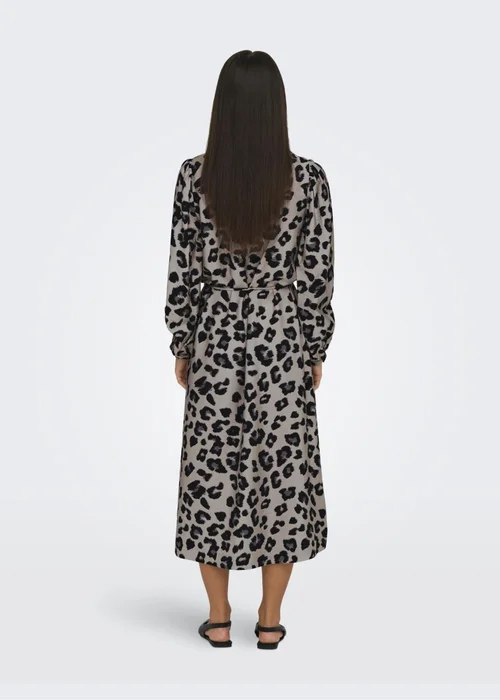 JDY Beige Animal Print Wrap Midi Dress - Size 8 Image 2