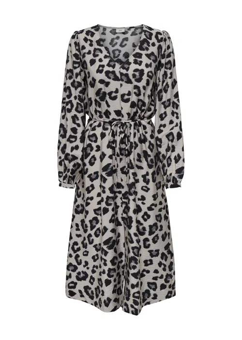 JDY Beige Animal Print Wrap Midi Dress - Size 8 Image 6
