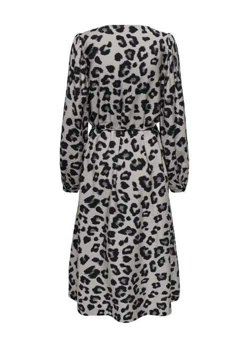 JDY Beige Animal Print Wrap Midi Dress - Size 8 Image 7