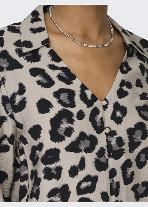 JDY Beige Animal Satin Shirt - 16 Image 4