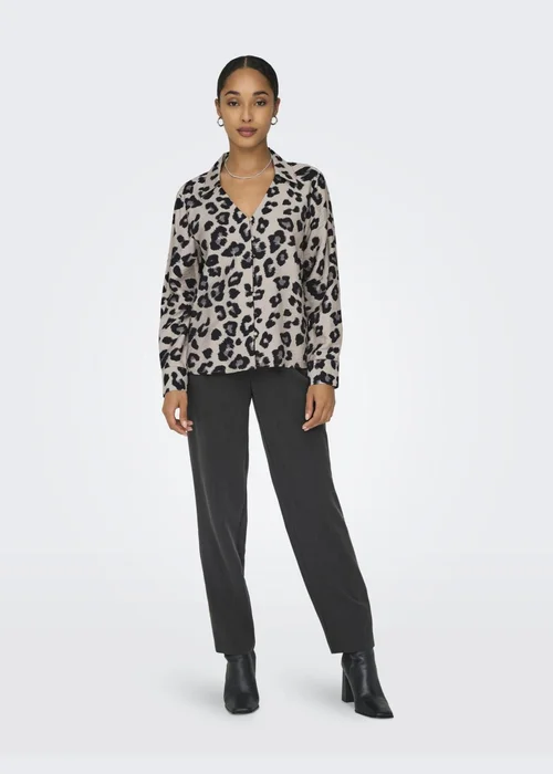JDY Beige Animal Satin Shirt - 16 Image 3