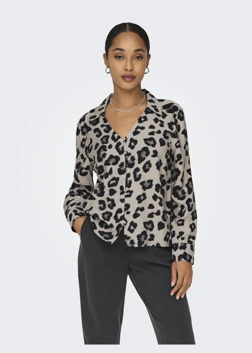JDY Beige Animal Satin Shirt - 16 Image 1