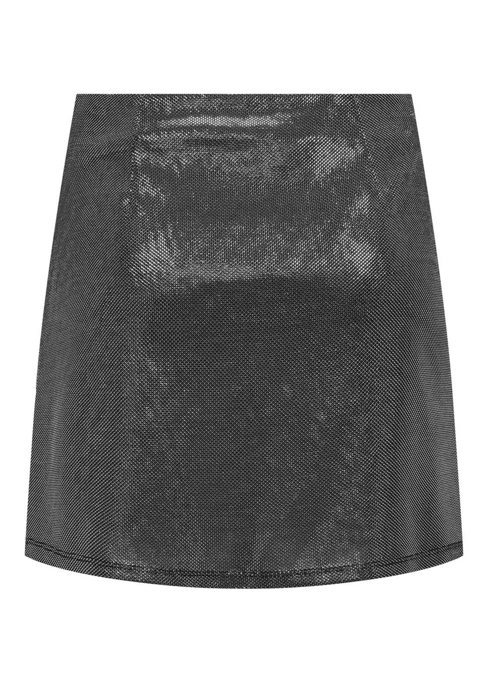 JDY Silver Glitter Mini Skirt - Size 8 Image 2