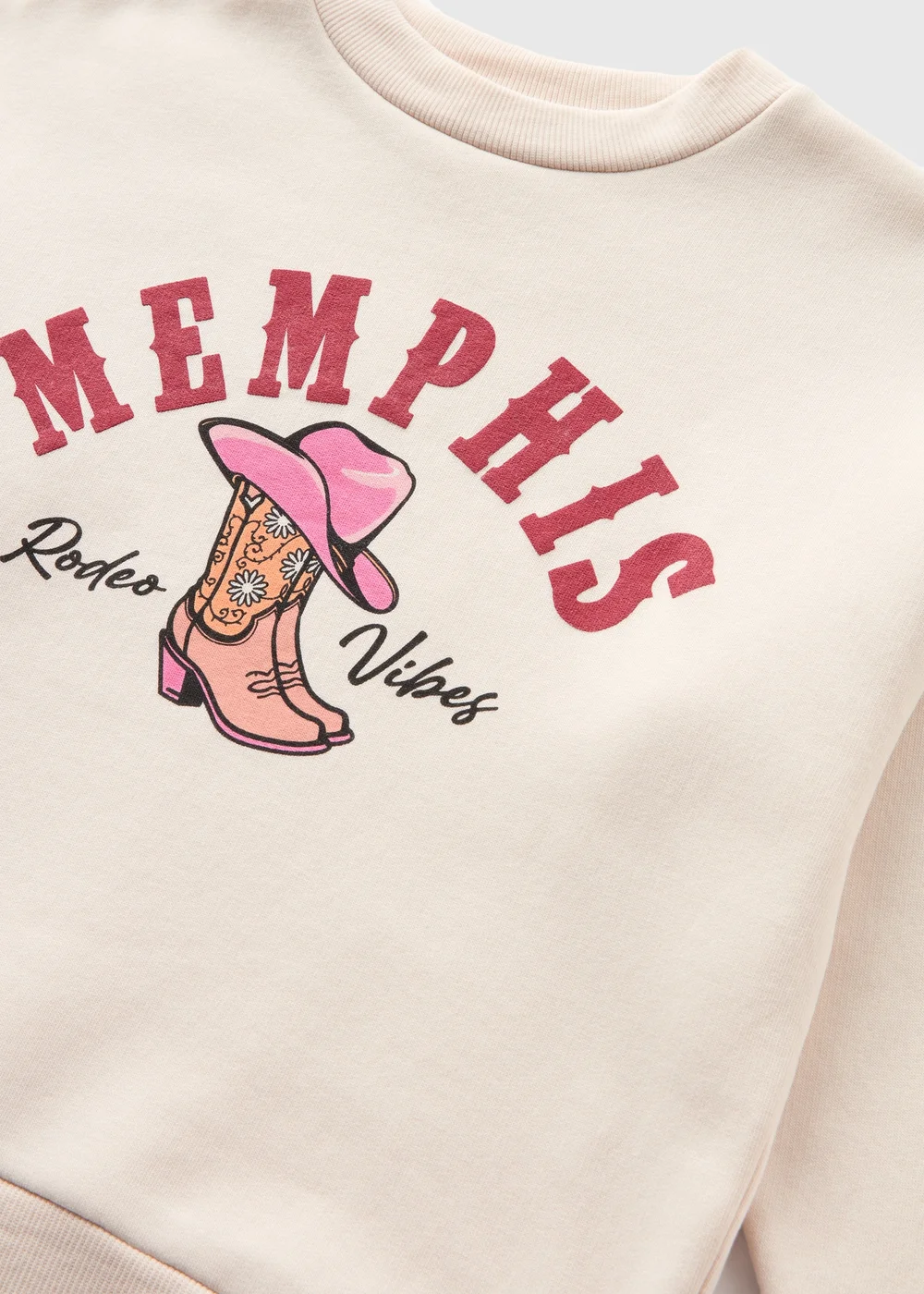 Girls Cream Cowgirl Boots Sweatshirt (7-15yrs) - 7 Yrs Image 2