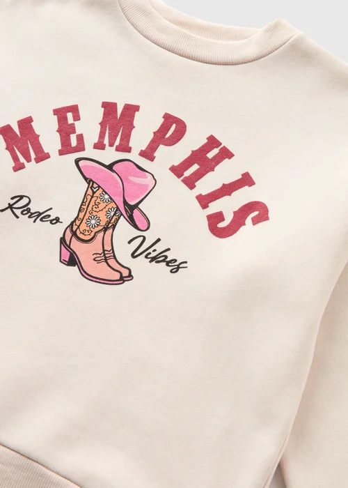 Girls Cream Cowgirl Boots Sweatshirt (7-15yrs) - 7 Yrs Image 2