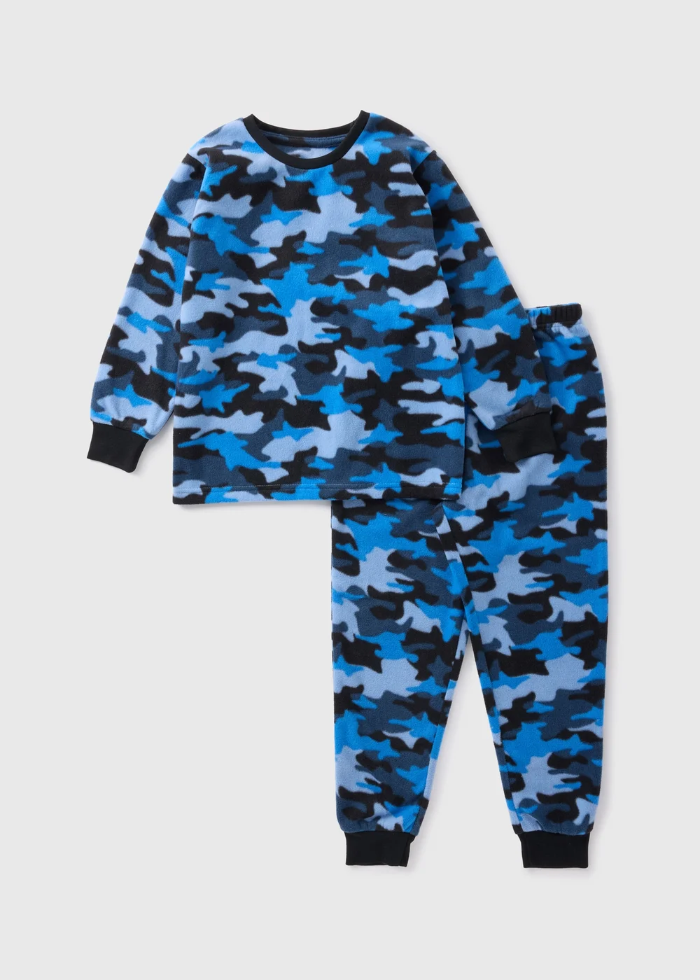 Boys Blue Camo Fleece Pyjama Set (7-13yrs) - Age 7 Years Image 1