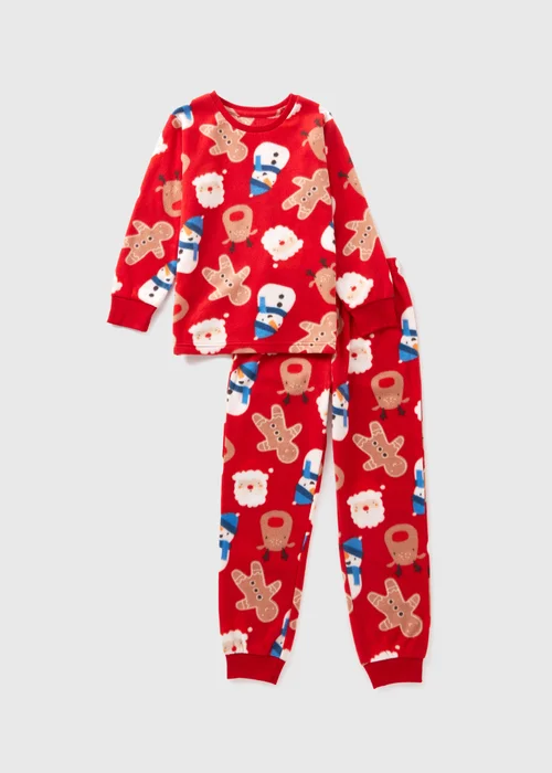 Kids Red Fleece Christmas Pyjama Set (1-7yrs) - 1 half year to 2 Image 1