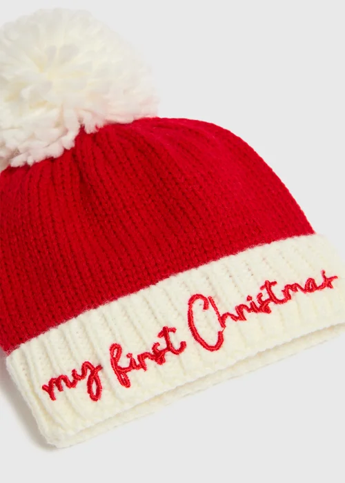 Baby Red First Christmas Hat (Newborn-12mths) - Age 0 - 3 Months Image 2