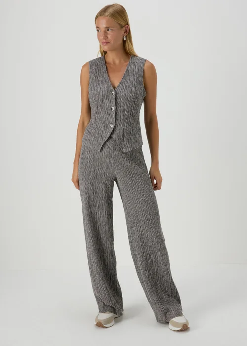Grey Textured Wide Leg Trousers - 8 Image 1