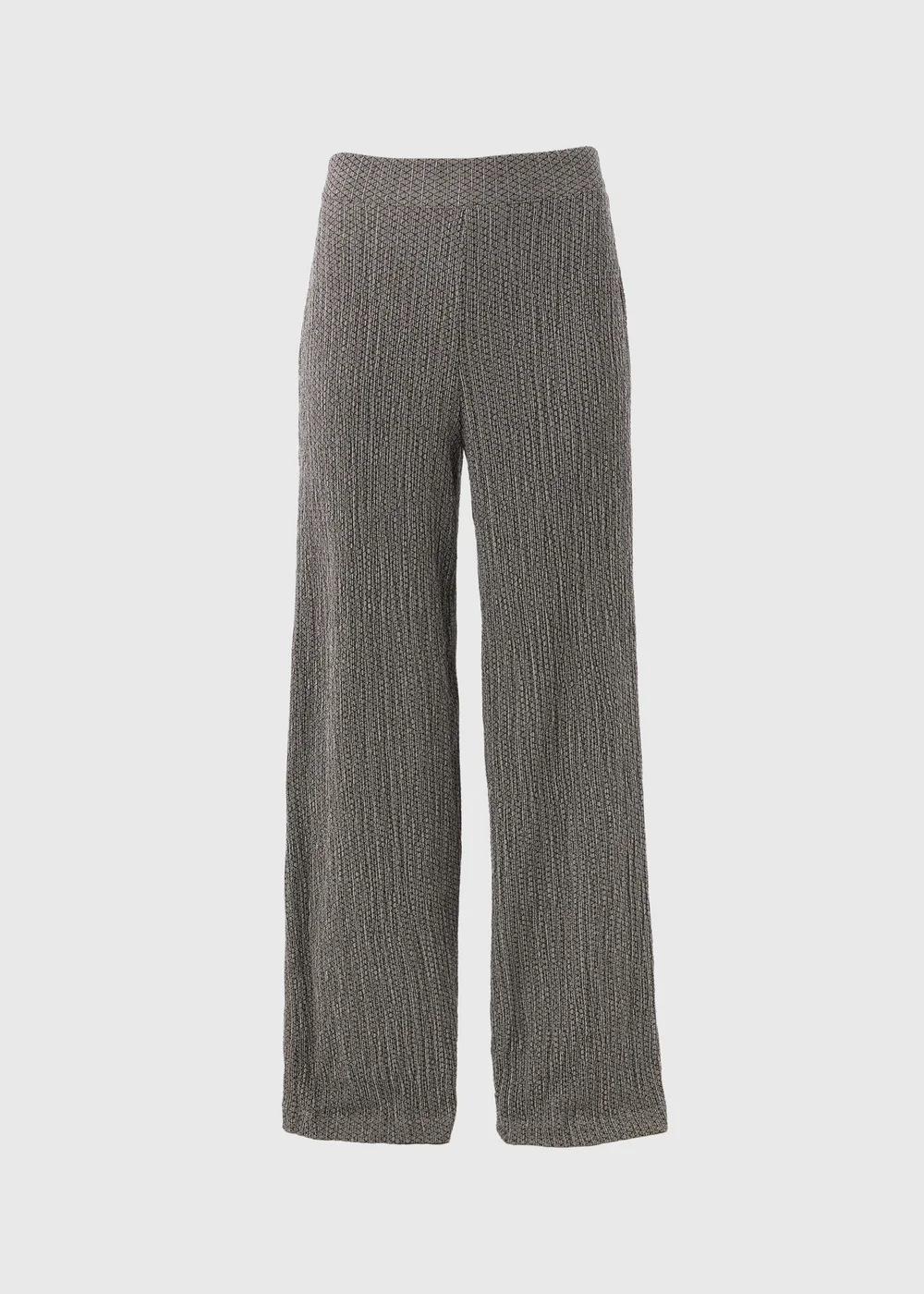 Grey Textured Wide Leg Trousers - 8 Image 5