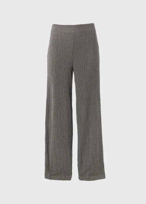 Grey Textured Wide Leg Trousers - 8 Image 5