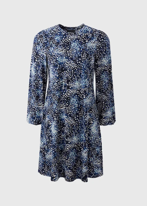 Navy Patterned Mini Dress - 8 Image 4