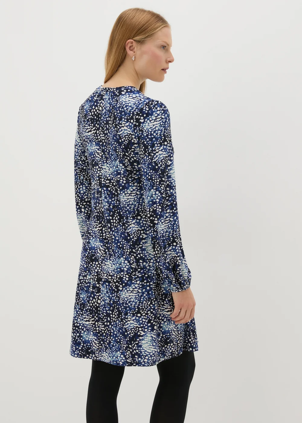 Navy Patterned Mini Dress - 8 Image 2