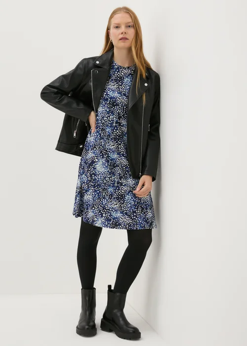 Navy Patterned Mini Dress - 8 Image 1