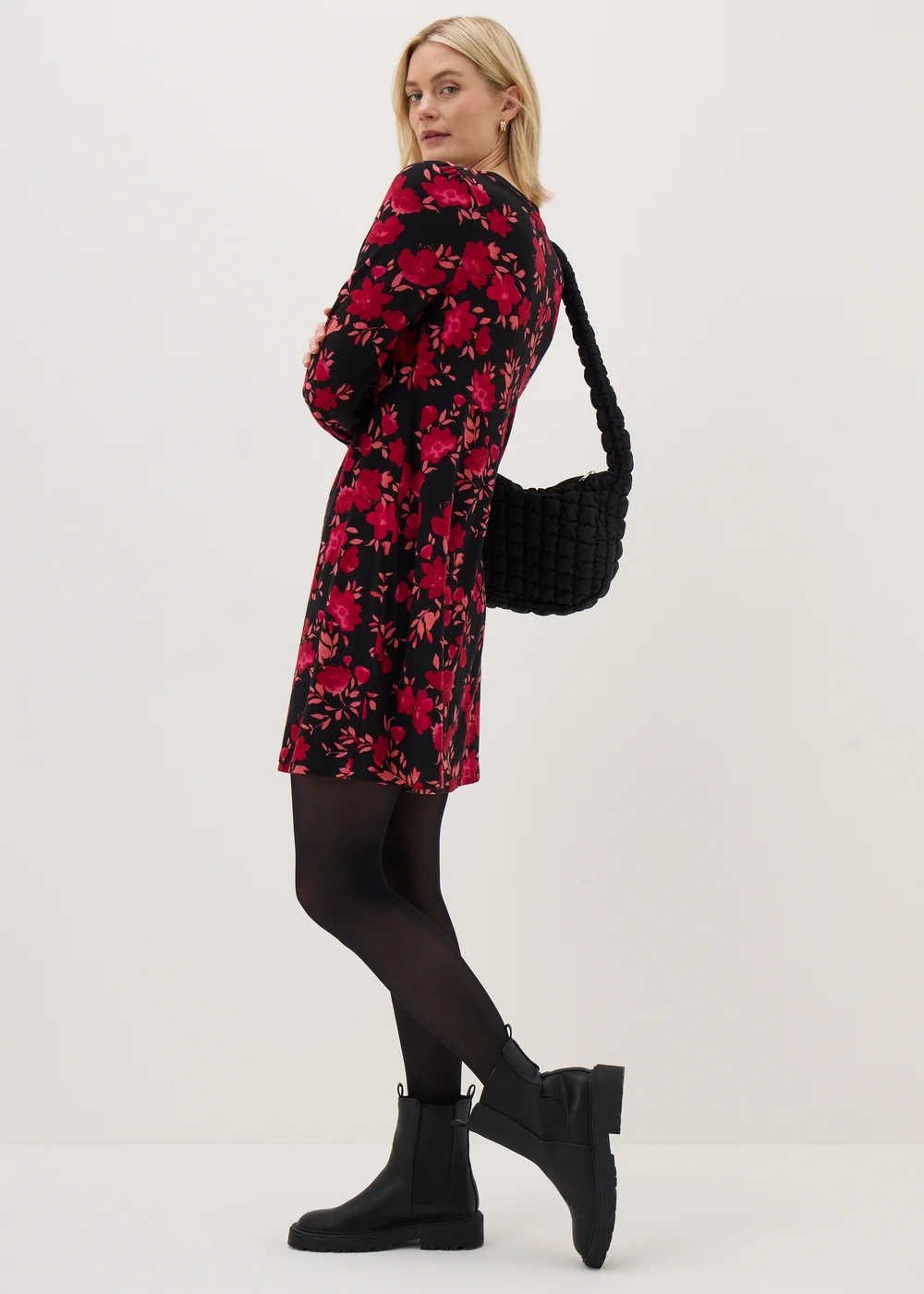 Pink Floral Long Sleeve Mini Dress - 8 Image 2