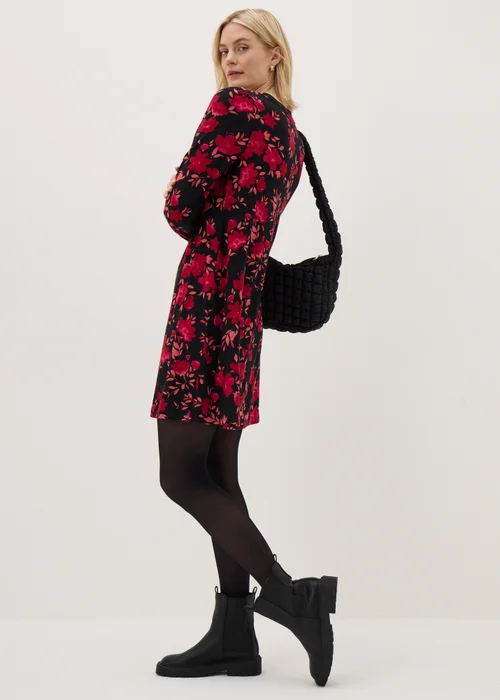 Pink Floral Long Sleeve Mini Dress - 8 Image 2