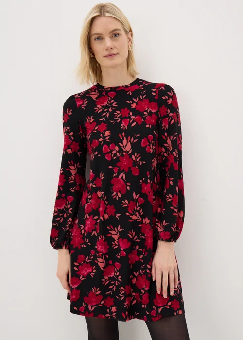 Pink Floral Long Sleeve Mini Dress - 8 Image 1