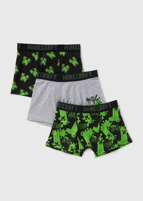 Minecraft 3 Pack Boys Black Boxers (6-13yrs) - 6-7 Yrs Image 1