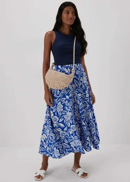 Blue Floral Midi Skirt - 8 Image 4