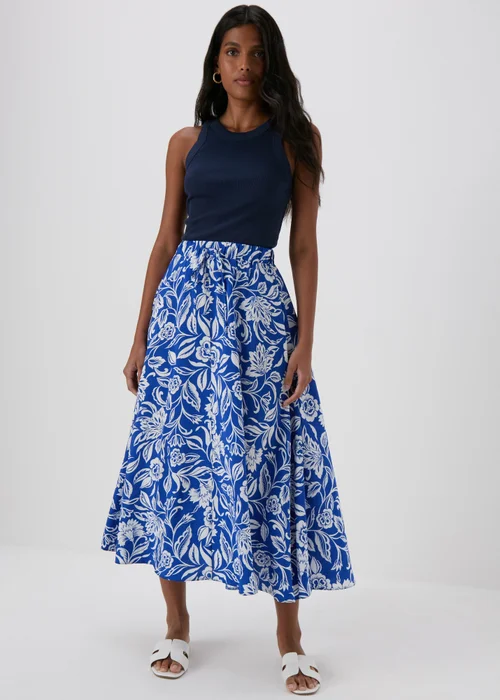 Blue Floral Midi Skirt - 8 Image 1