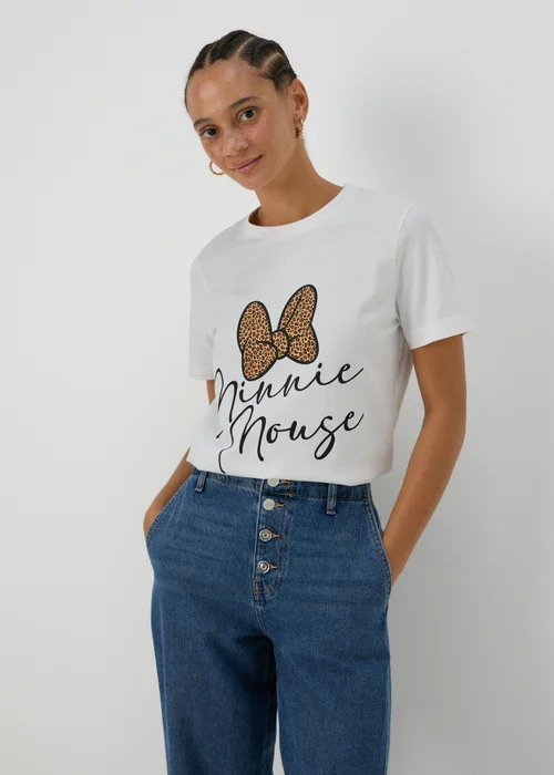 Cream Minnie Mouse Bow T-Shirt - Small Image 1