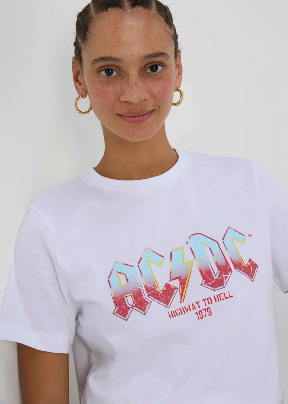 White ACDC T-Shirt - Small Image 3