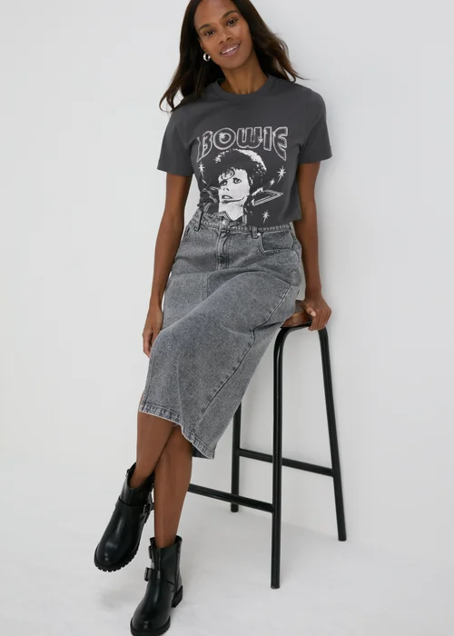 David Bowie Grey Bowie Graphic T-Shirt - S Image 4