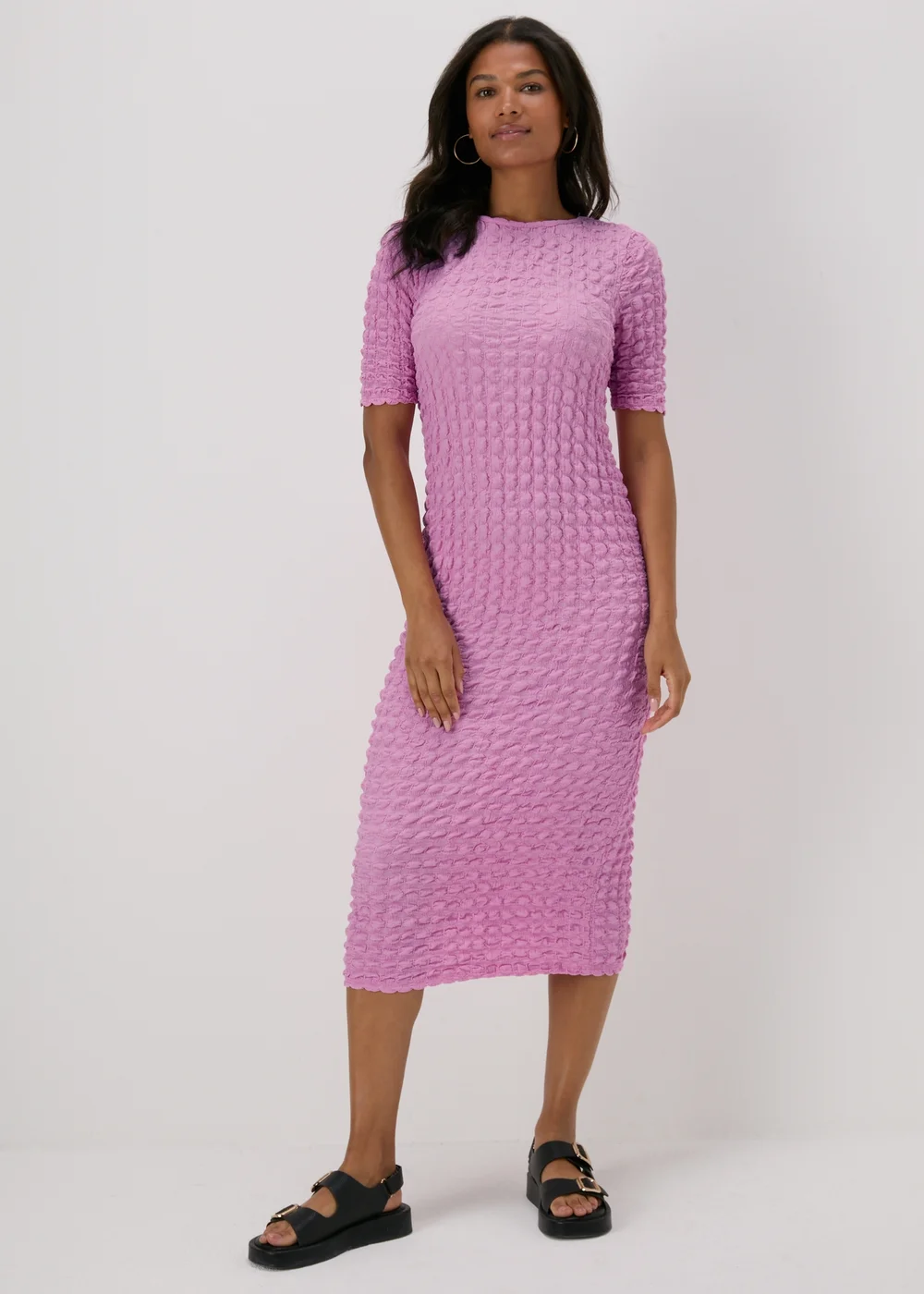 Pink Hyper Texture Midi Dress - Size 8 Image 4