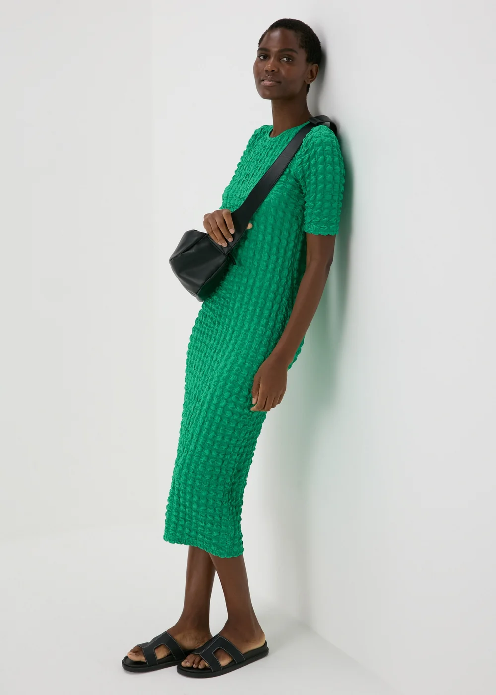 Green Hyper Texture Midi Dress - Size 8 Image 1