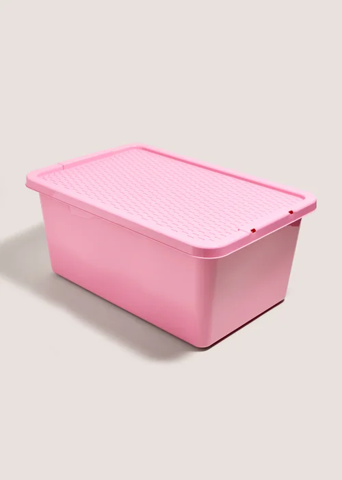 Pink Rattan Lid Storage Box (45L) Image 1