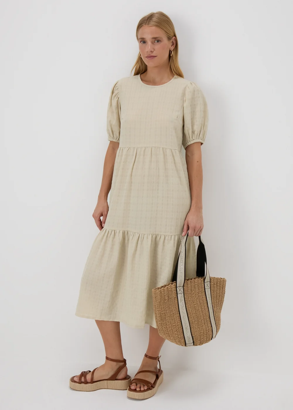 Stone Textured Smock Maxi Dress - 8 Image 1