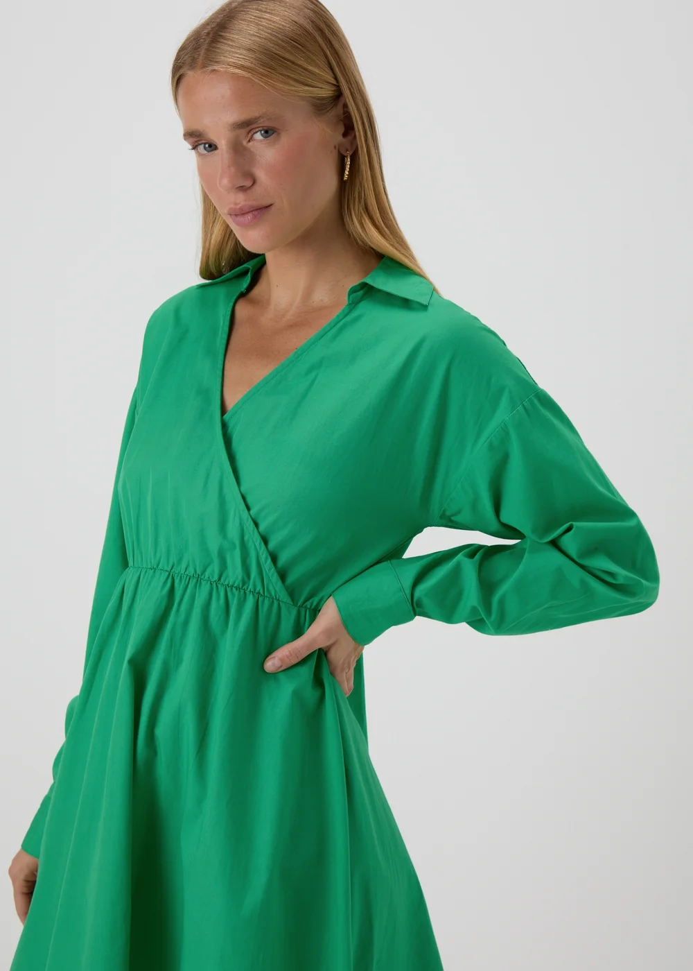 Green Wrap Shirt Mini Dress - 8 Image 3