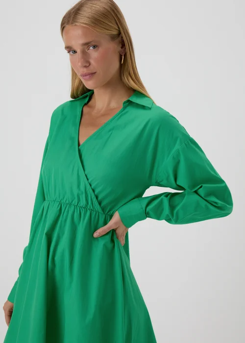Green Wrap Shirt Mini Dress - 8 Image 3