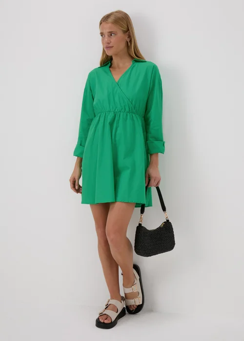 Green Wrap Shirt Mini Dress - 8 Image 4