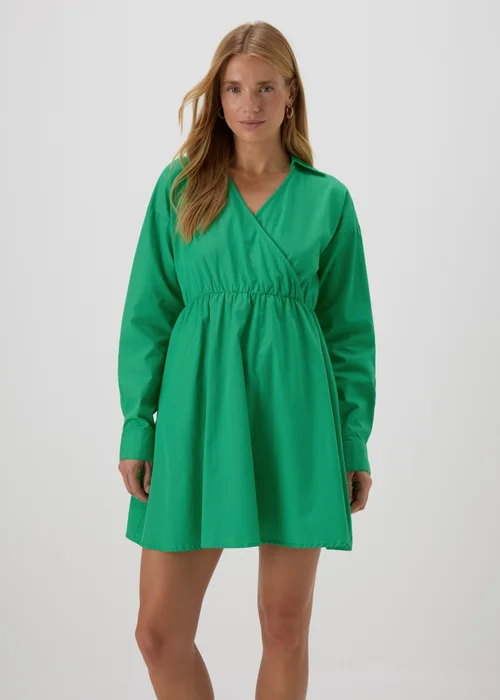 Green Wrap Shirt Mini Dress - 8 Image 1