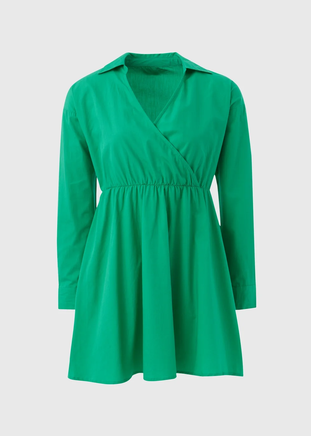 Green Wrap Shirt Mini Dress - 8 Image 5