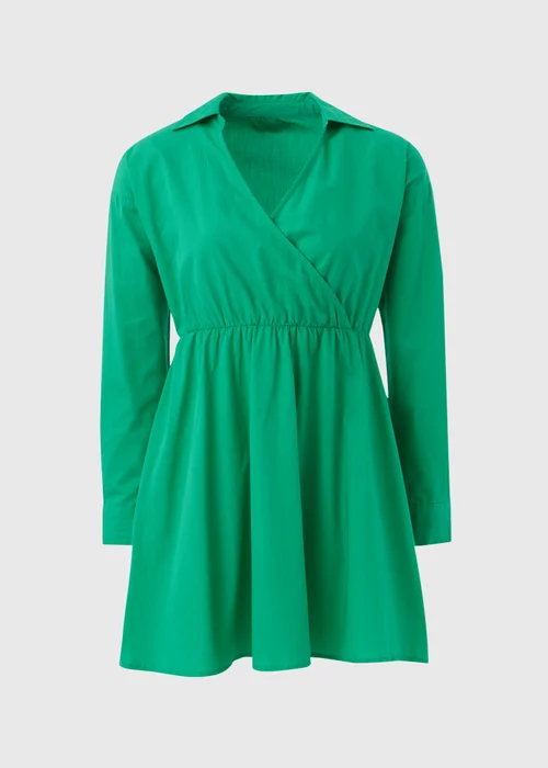 Green Wrap Shirt Mini Dress - 8 Image 5