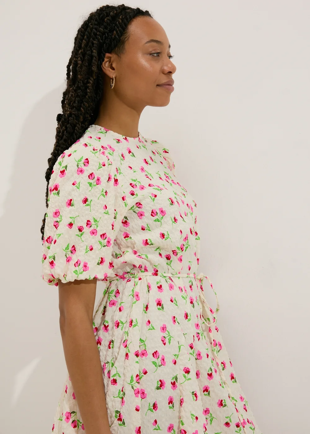 Stone Floral Textured Mini Dress - 8 Image 3
