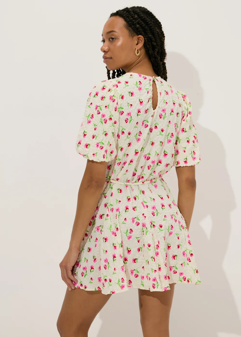 Stone Floral Textured Mini Dress - 8 Image 2