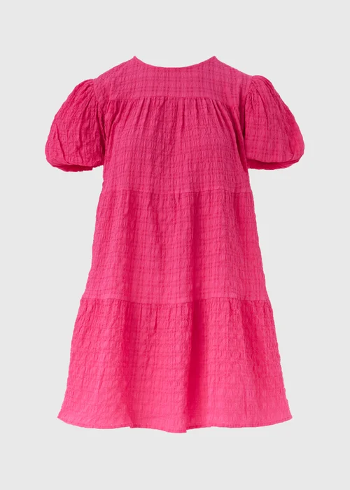 Pink Textured Smock Dress - 8 Image 5